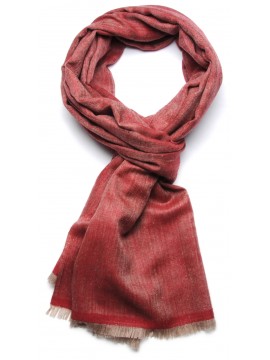 ROBIN ROUGE, étole Pashmina 100% cachemire tissage chevrons