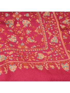 SOFIA PINK, real embroidered pashmina shawl 100% cashmere