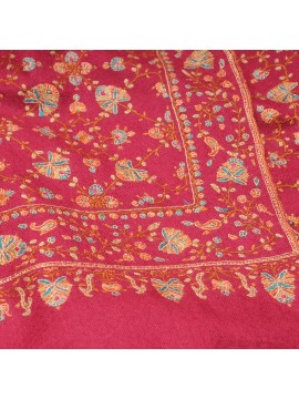 SOFIA PINK, real embroidered pashmina shawl 100% cashmere