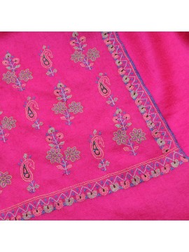 ELSA PINK, real pashmina 100% cashmere natural with full handmade embroideries