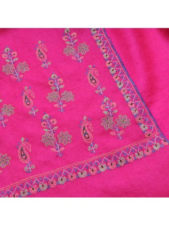 ELSA PINK, real pashmina 100% cashmere natural with full handmade embroideries