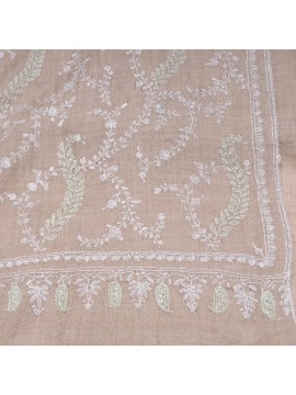 ASSIA BEIGE, Real embroidered pashmina shawl 100% cashmere