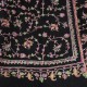 DALIA BLACK, real embroidered pashmina shawl 100% cashmere