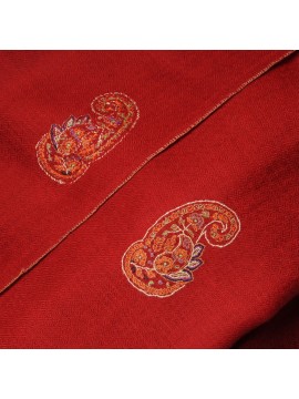 MEG RED, real embroidered pashmina shawl 100% cashmere