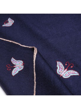 FARFALLA BLUE, real pashmina 100% cashmere with handmade embroideries