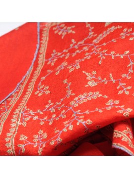 MIA RED, real pashmina 100% cashmere with handmade embroideries