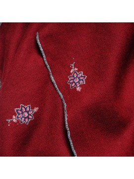 SARA BRICK RED, real pashmina 100% cashmere with handmade embroideries