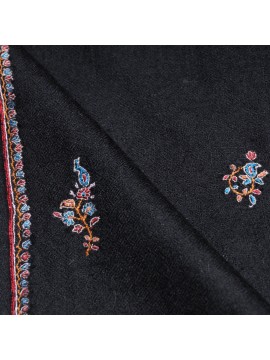 SARA NOIR, étole véritable Pashmina 100% cachemire brodé main