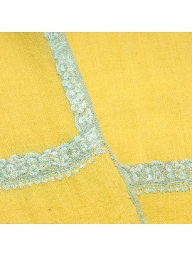 MILA JAUNE, étole véritable pashmina 100% cachemire brodé main