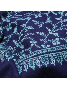 CELIA BLUE, real pashmina 100% cashmere with handmade embroideries