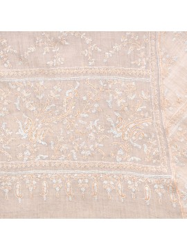 CELIA LIGHT BEIGE, real pashmina 100% cashmere natural with full handmade embroideries