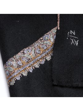 ROMY BLACK, Real embroidered pashmina shawl 100% cashmere