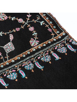 LISA BLACK, real pashmina 100% cashmere with handmade embroideries