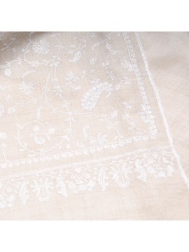 BIANCA IVORY, real pashmina 100% cashmere with handmade embroideries