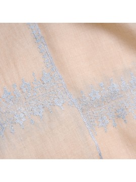 MILA CREAM, real pashmina 100% cashmere with handmade embroideries