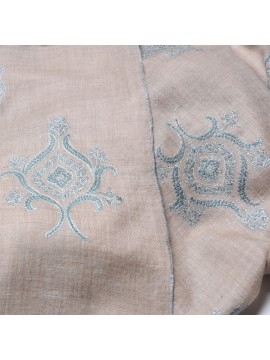 LOLA BEIGE, Real embroidered pashmina shawl 100% cashmere