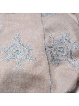 LOLA BEIGE, châle véritable pashmina 100% cachemire brodé main