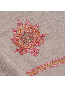 MEG BEIGE, real embroidered pashmina shawl 100% cashmere