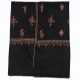 MEG BLACK, real embroidered pashmina shawl 100% cashmere