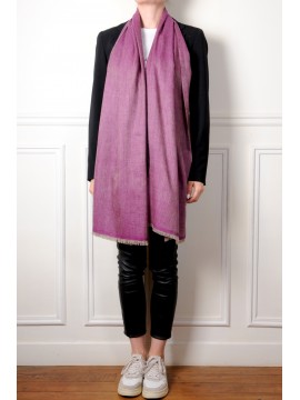 ROBIN VIOLET, étole Pashmina 100% cachemire tissage chevrons