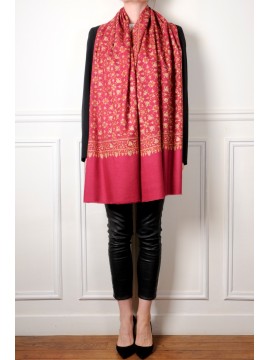 SOFIA PINK, real embroidered pashmina shawl 100% cashmere