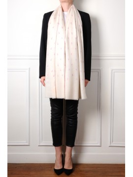 SARA IVORY, real pashmina 100% cashmere with handmade embroideries