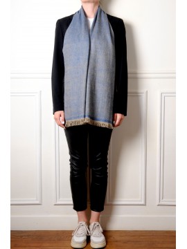 KORZOK BLEU, écharpe Pashmina épais 100% cachemire
