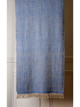 KORZOK BLEU, écharpe Pashmina épais 100% cachemire