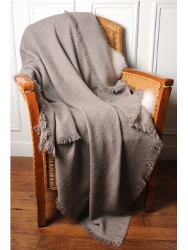 RUPSHU BEIGE, handspun handwoven thick cashmere pashmina throw