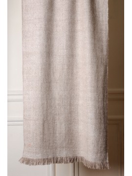 KORZOK BEIGE CLAIR, écharpe Pashmina épais 100% cachemire filé main