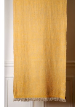HANLE YELLOW, handwoven thick cashmere pashmina scarf