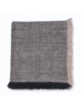 RUPSHU BLACK, handspun handwoven thick cashmere pashmina throw