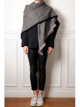 RUPSHU NERO, plaid Pashmina spessa 100% cashmere filata a mano