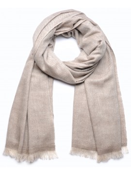 NYOMA BEIGE CLAIR, châle Pashmina semi-épais 100% cachemire filé main