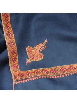 ASHLEY BLUE, hand-embroidered 100% cashmere pashmina shawl