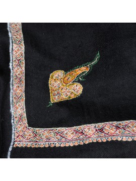 ASHA NOIR, echte Pashmina-Stola aus 100% Kaschmir, handbestickt