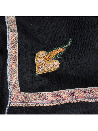ASHA NOIR, hand-embroidered 100% cashmere pashmina stole