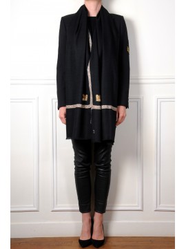 ASHA NOIR, stola pashmina ricamata a mano in 100% cashmere