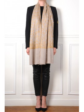 ZOE GOLD, real pashmina 100% cashmere with handmade embroideries