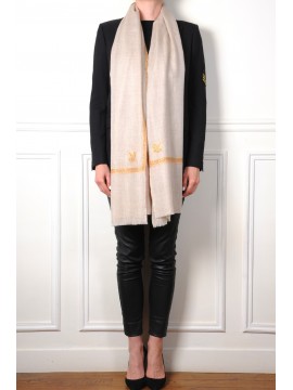 ASHA NOIR, hand-embroidered 100% cashmere pashmina stole
