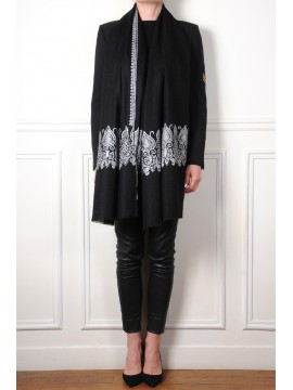 ASHA NOIR, stola pashmina ricamata a mano in 100% cashmere