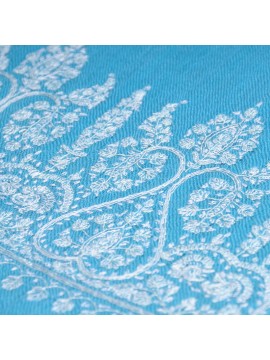 PALLA TURQUOISE, hand-embroidered 100% cashmere pashmina stole