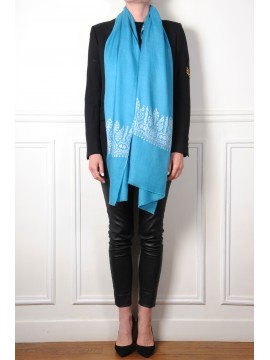 ASHA NOIR, stola pashmina ricamata a mano in 100% cashmere