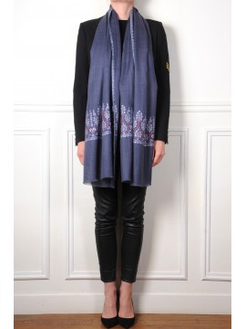 ASHA NOIR, stola pashmina ricamata a mano in 100% cashmere