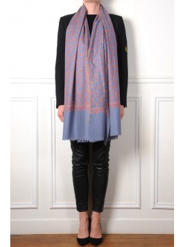 ASHA NOIR, hand-embroidered 100% cashmere pashmina stole