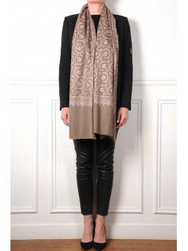 ASHA NOIR, hand-embroidered 100% cashmere pashmina stole