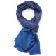 JULIA BLEU, étole véritable pashmina 100% cachemire brodé main