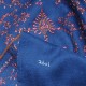 JULIA BLEU, étole véritable pashmina 100% cachemire brodé main