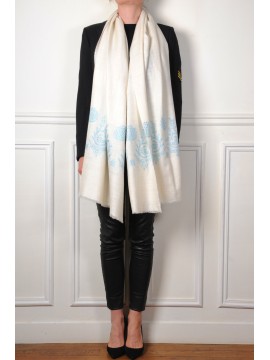 ASHA NOIR, stola pashmina ricamata a mano in 100% cashmere