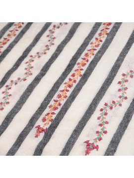 ASHA NOIR, hand-embroidered 100% cashmere pashmina stole